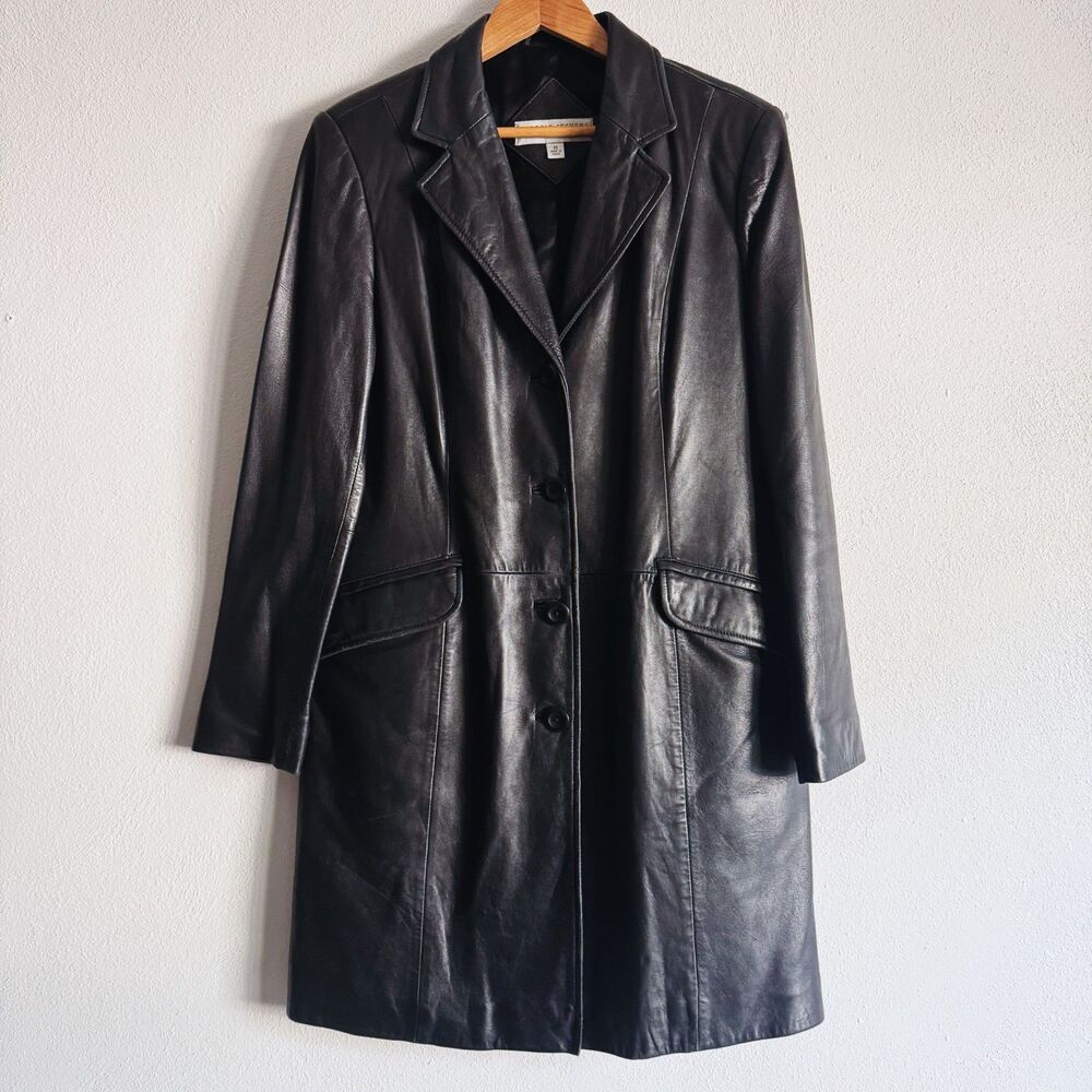 90s vintage black leather jacket